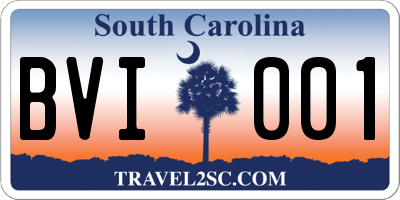 SC license plate BVI001