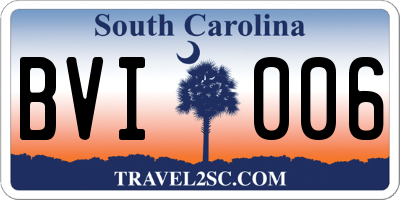 SC license plate BVI006