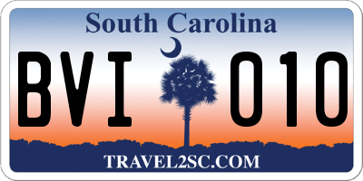 SC license plate BVI010