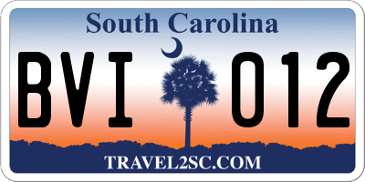 SC license plate BVI012