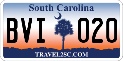 SC license plate BVI020