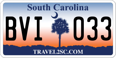 SC license plate BVI033