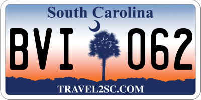 SC license plate BVI062