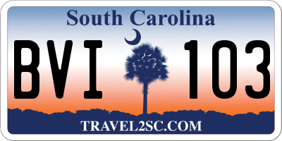 SC license plate BVI103