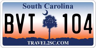 SC license plate BVI104