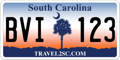 SC license plate BVI123
