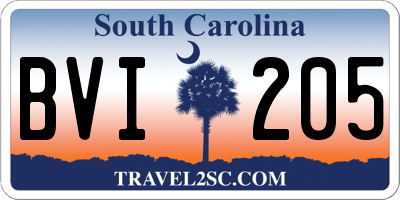 SC license plate BVI205