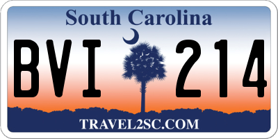 SC license plate BVI214