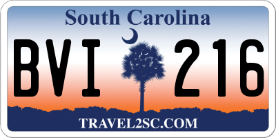 SC license plate BVI216