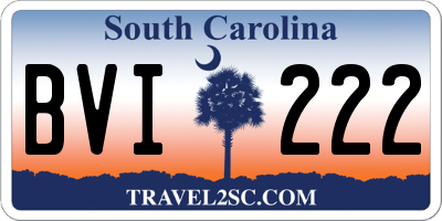 SC license plate BVI222