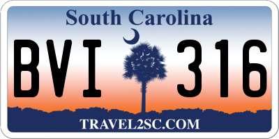 SC license plate BVI316