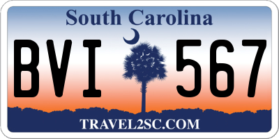 SC license plate BVI567