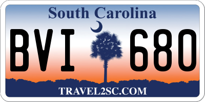 SC license plate BVI680