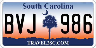 SC license plate BVJ986