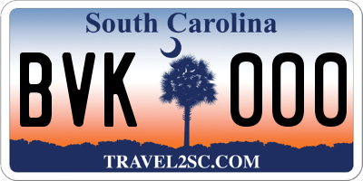 SC license plate BVK000