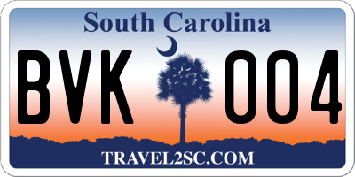 SC license plate BVK004