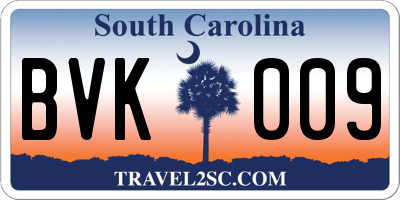 SC license plate BVK009