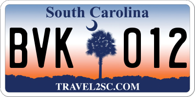 SC license plate BVK012