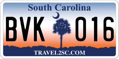 SC license plate BVK016