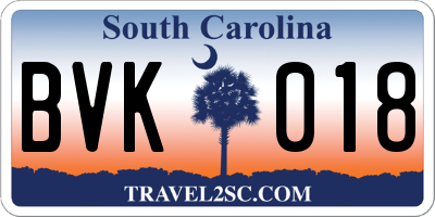 SC license plate BVK018