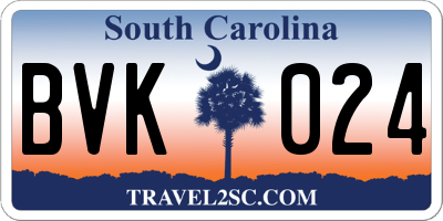 SC license plate BVK024