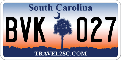 SC license plate BVK027