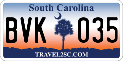 SC license plate BVK035