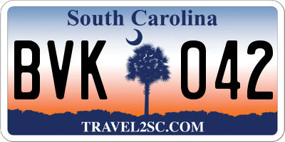 SC license plate BVK042