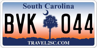SC license plate BVK044