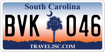 SC license plate BVK046