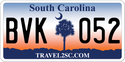 SC license plate BVK052