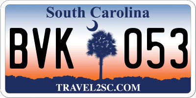 SC license plate BVK053