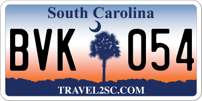 SC license plate BVK054