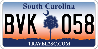 SC license plate BVK058