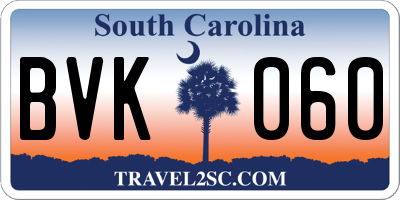 SC license plate BVK060
