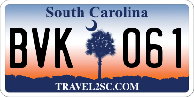 SC license plate BVK061