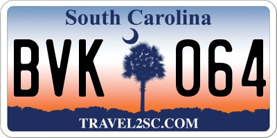 SC license plate BVK064