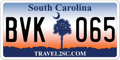 SC license plate BVK065