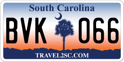 SC license plate BVK066