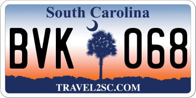 SC license plate BVK068