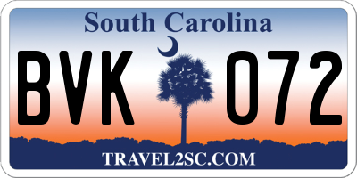SC license plate BVK072