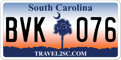 SC license plate BVK076