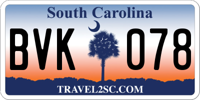 SC license plate BVK078