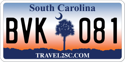 SC license plate BVK081