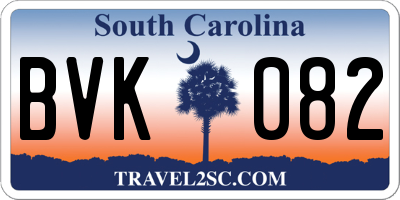 SC license plate BVK082