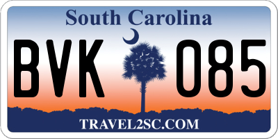 SC license plate BVK085
