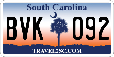 SC license plate BVK092