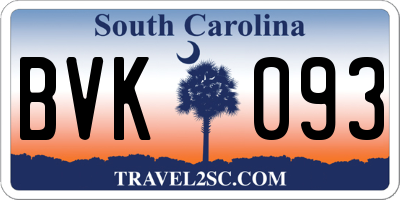 SC license plate BVK093