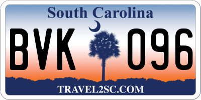SC license plate BVK096