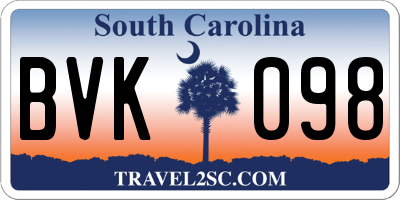 SC license plate BVK098